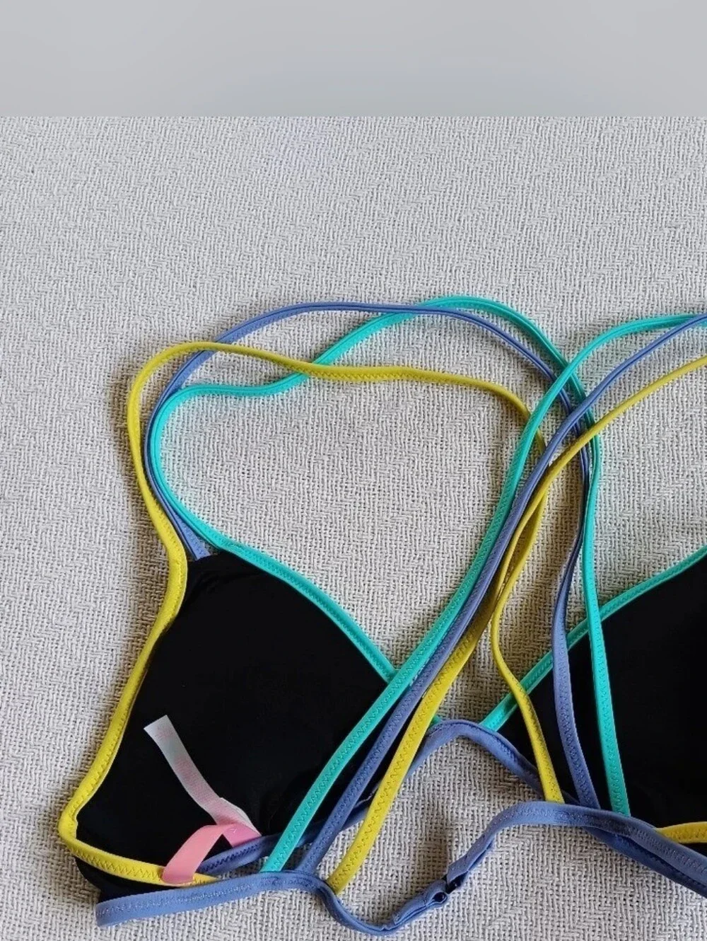 Victoria's Secret Black Bikini with Turquoise, Yellow & Lavender Trim